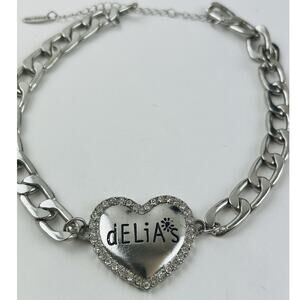 Dolls Kill Delia's Necklace Silver Tone Heavy Cuban Link 90's Y2K Retro Choker R